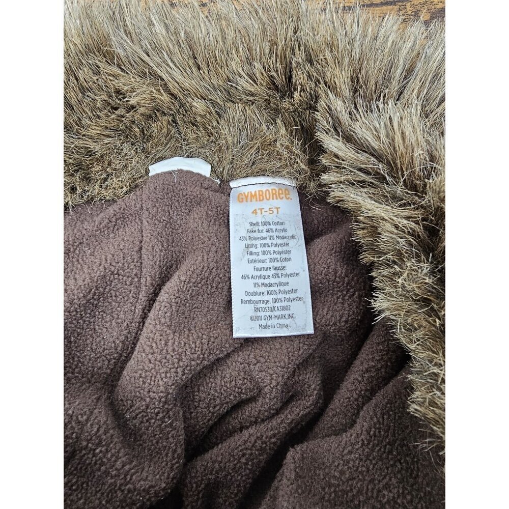 Gymboree Greatest Big Brother Line Orange Plaid Trapper Faux Fur Hat Size 4T-5T - Picture 5 of 6